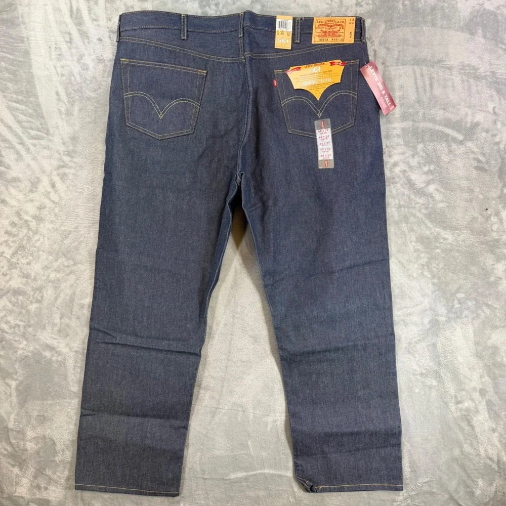 New Levi's 501XX Original Shrink-to-Fit Jeans Men's 48x32 Dark Blue Button Fly